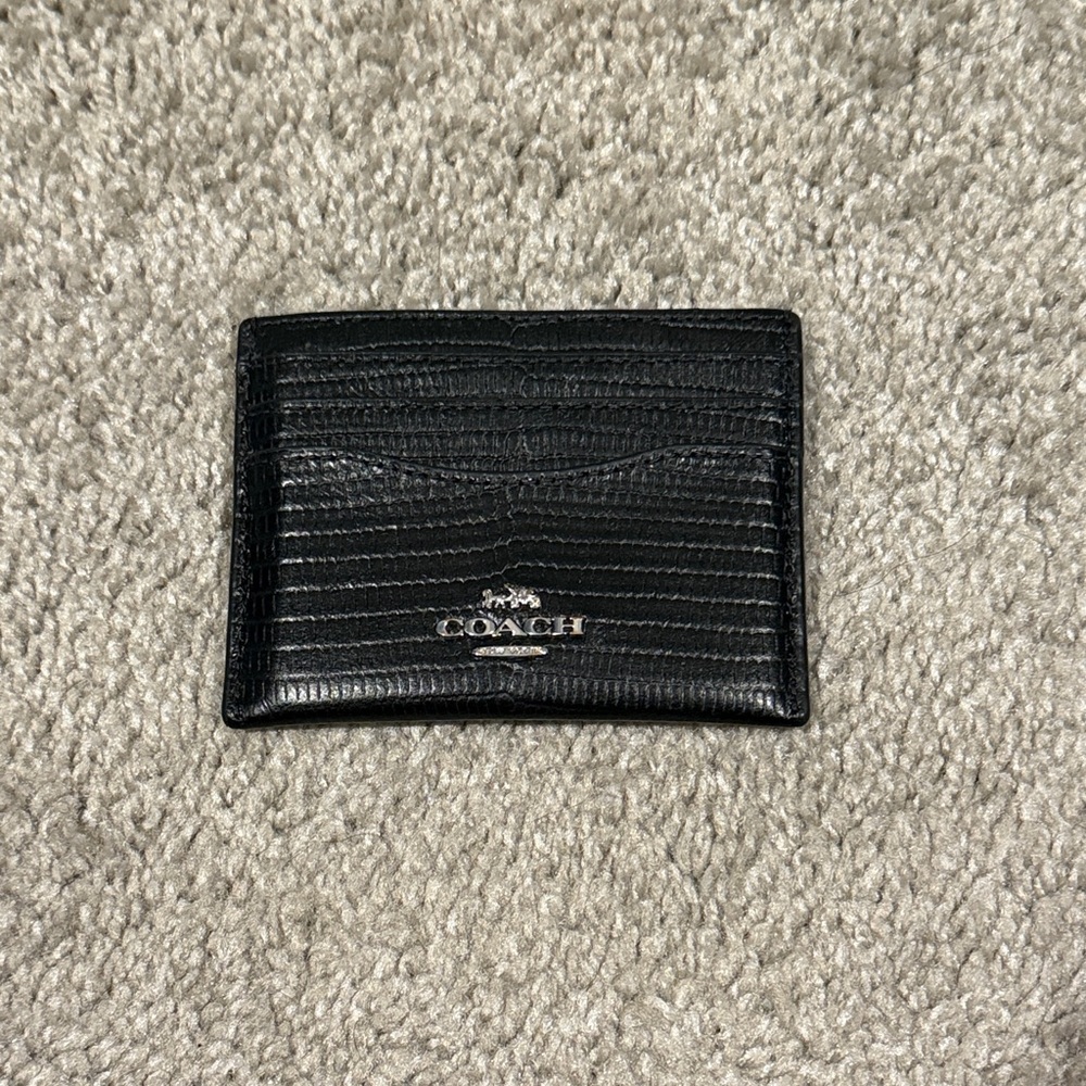 Coach Textured Black Card Wallet